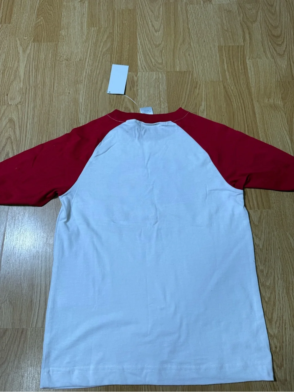 Kids Red & White Raglan Soccer Tee with USA Flag Graphic - Size 6